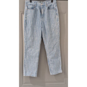 Women's American Eagle Light Blue White Stripe Mom Jeans Size 8 Short